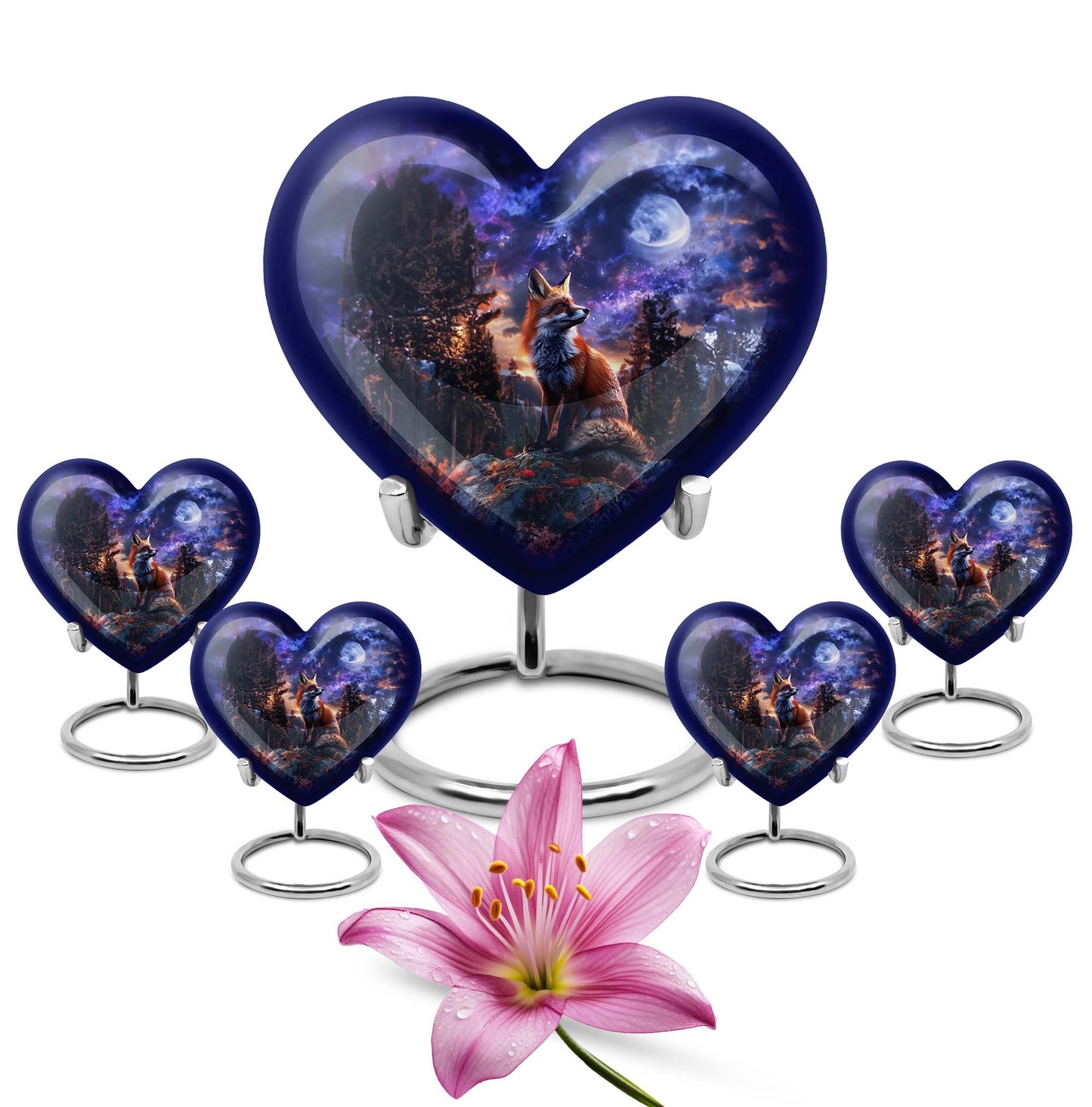 heart-shaped fox cremation urn