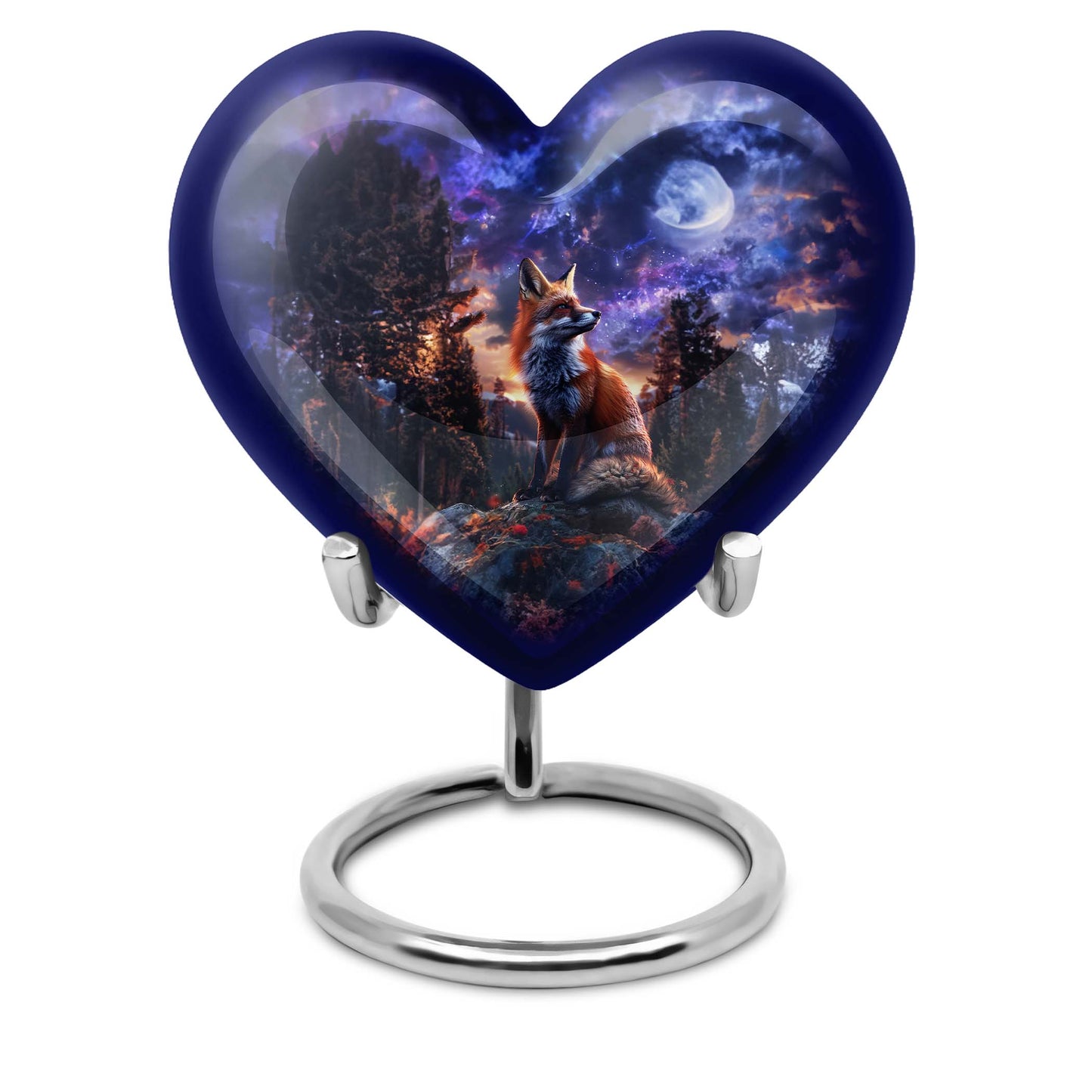 heart-shaped fox cremation urn
