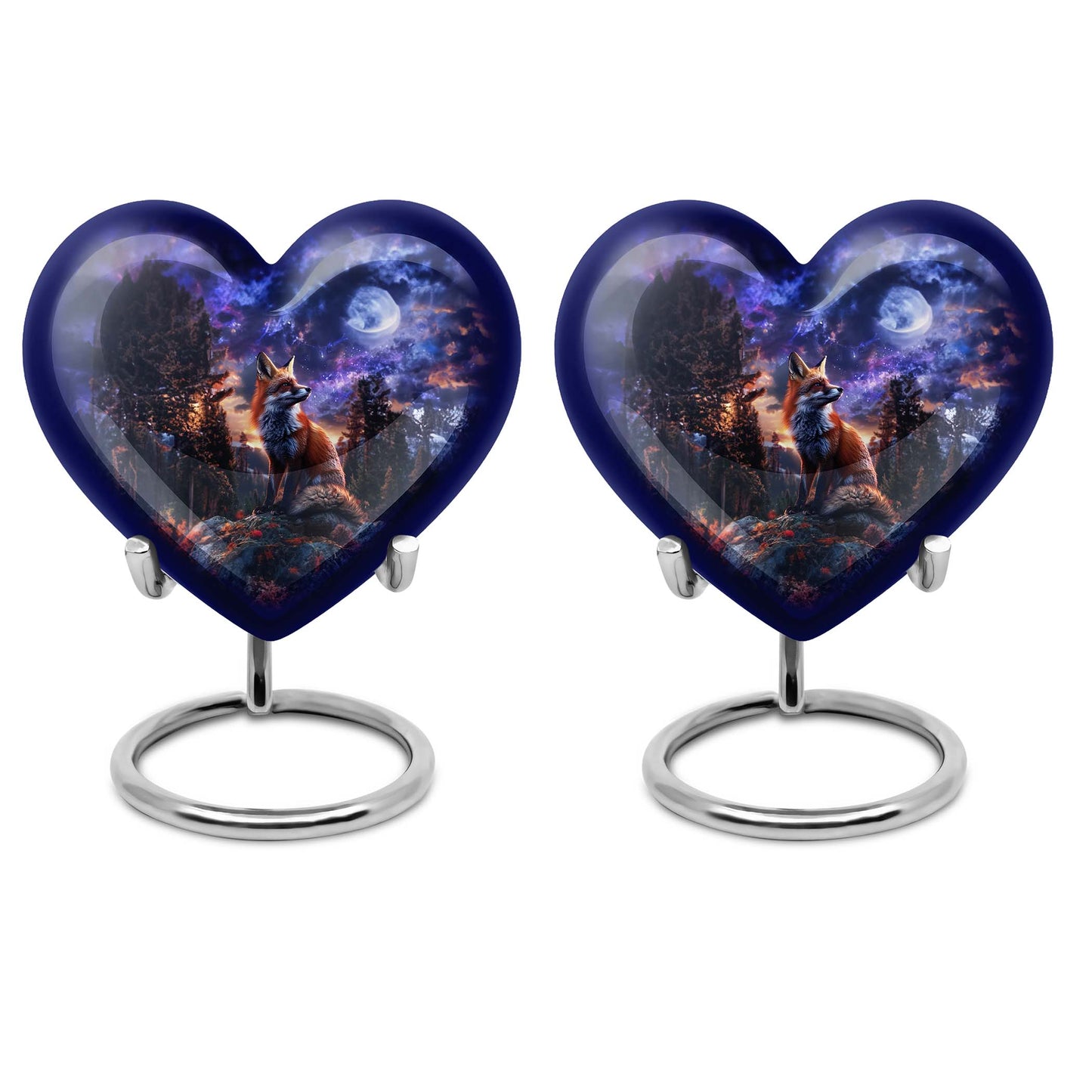 heart-shaped fox cremation urn