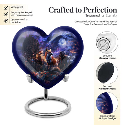 heart-shaped fox cremation urn