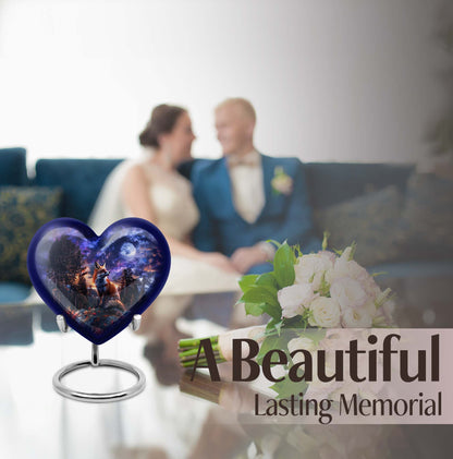 heart-shaped fox cremation urn