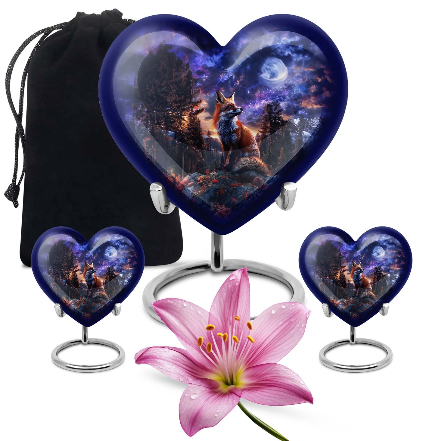 heart-shaped fox cremation urn