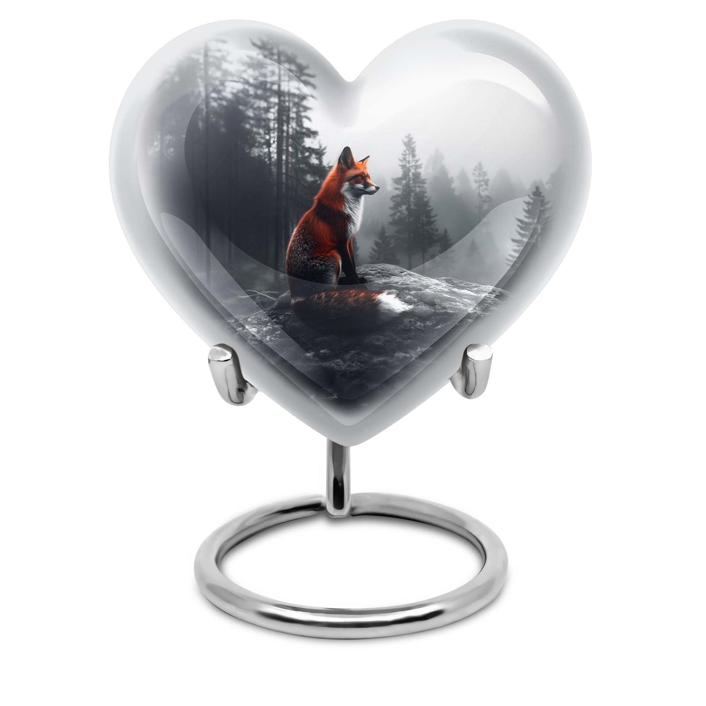 fox-themed heart urn