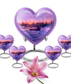 10-inch heart-shaped fox urn with butterfly theme, includes personalization and velvet pouch.