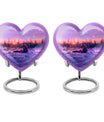 10-inch heart-shaped fox urn with butterfly theme, includes personalization and velvet pouch.