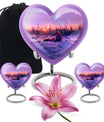 10-inch heart-shaped fox urn with butterfly theme, includes personalization and velvet pouch.