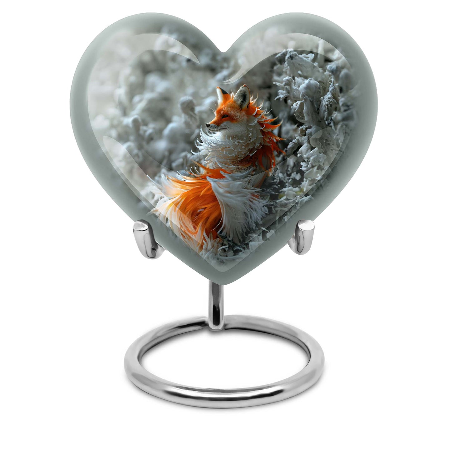 10-inch heart-shaped fox urn 