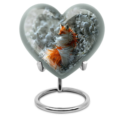 10-inch heart-shaped fox urn 