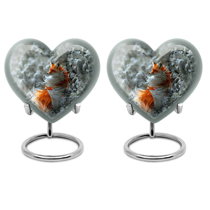 10-inch heart-shaped fox urn 