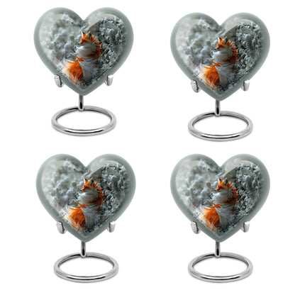 10-inch heart-shaped fox urn 