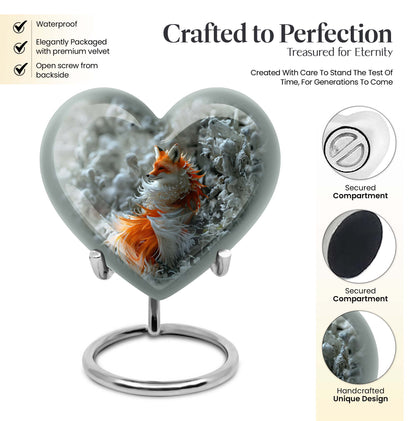 10-inch heart-shaped fox urn 