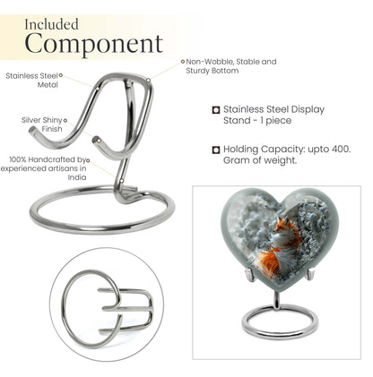 10-inch heart-shaped fox urn 