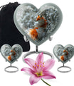 10-inch heart-shaped fox urn 
