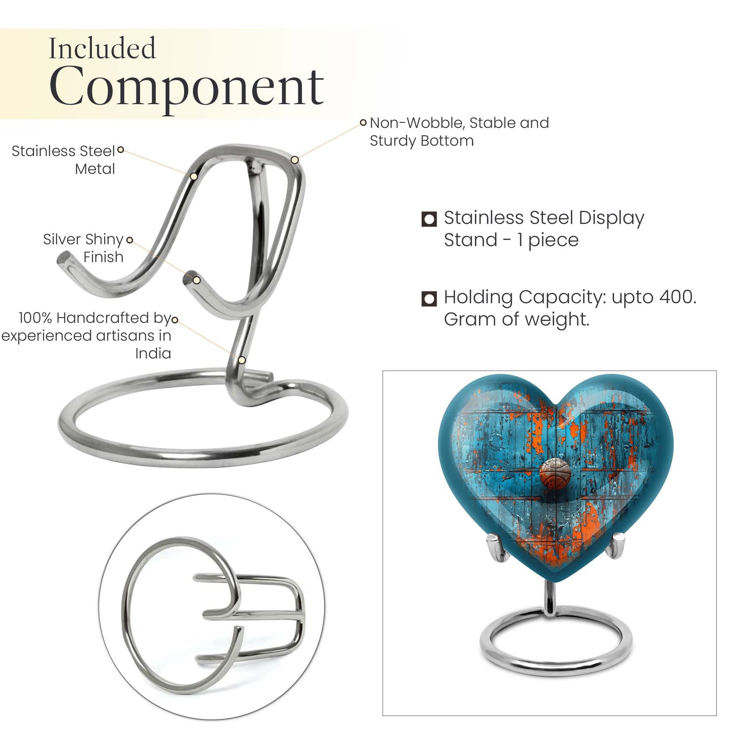 Heart-shaped 10-inch basketball urn 