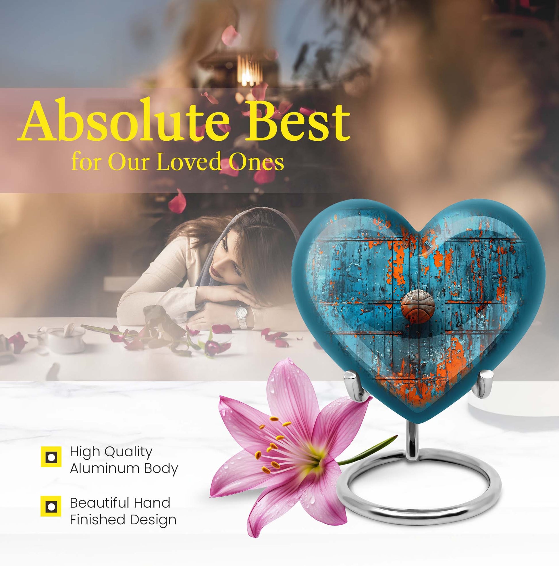 Heart-shaped 10-inch basketball urn 