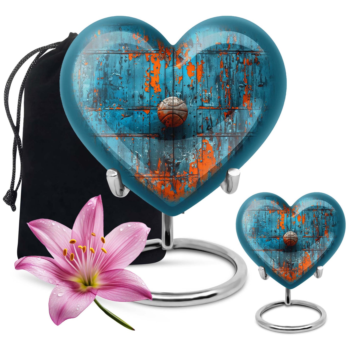 Heart-shaped 10-inch basketball urn 