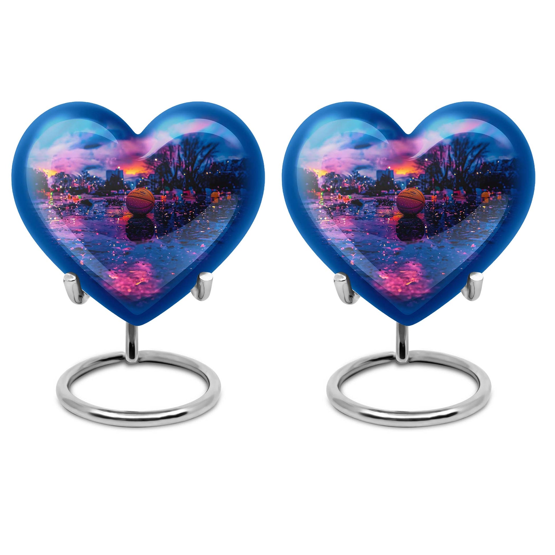 Heart-shaped butterfly theme basketball urn for adult female ashes, customizable