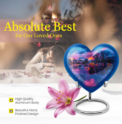Heart-shaped butterfly theme basketball urn for adult female ashes, customizable