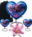 Heart-shaped butterfly theme basketball urn for adult female ashes, customizable