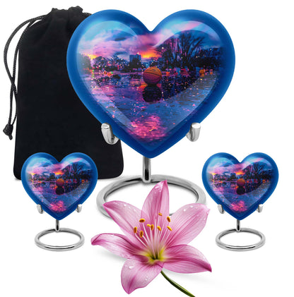 Heart-shaped butterfly theme basketball urn for adult female ashes, customizable