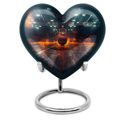 10-inch basketball heart urn for adult with butterfly theme and personalization