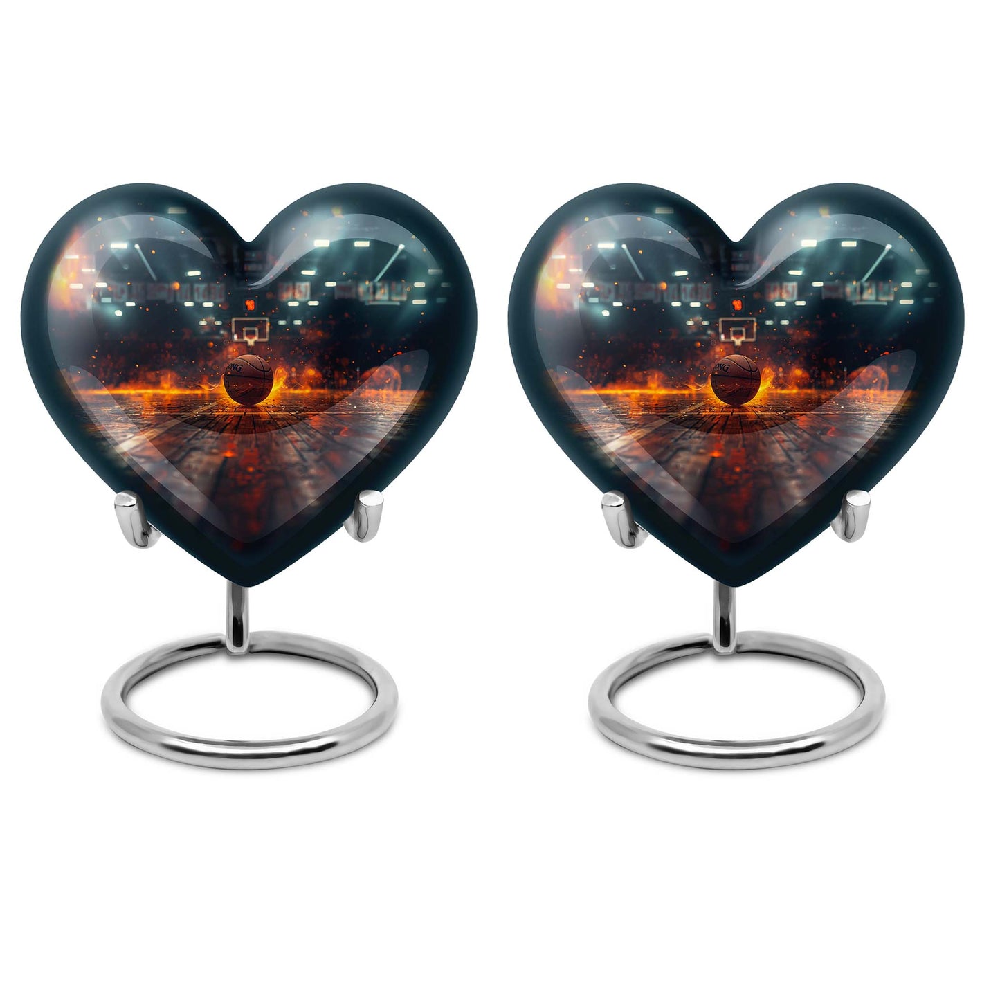 10-inch basketball heart urn for adult with butterfly theme and personalization