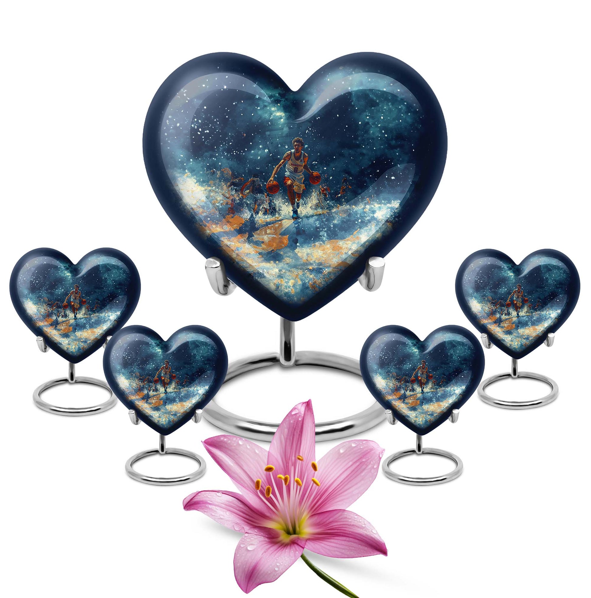  basketball urn heart-shaped for adult cremation ashes 