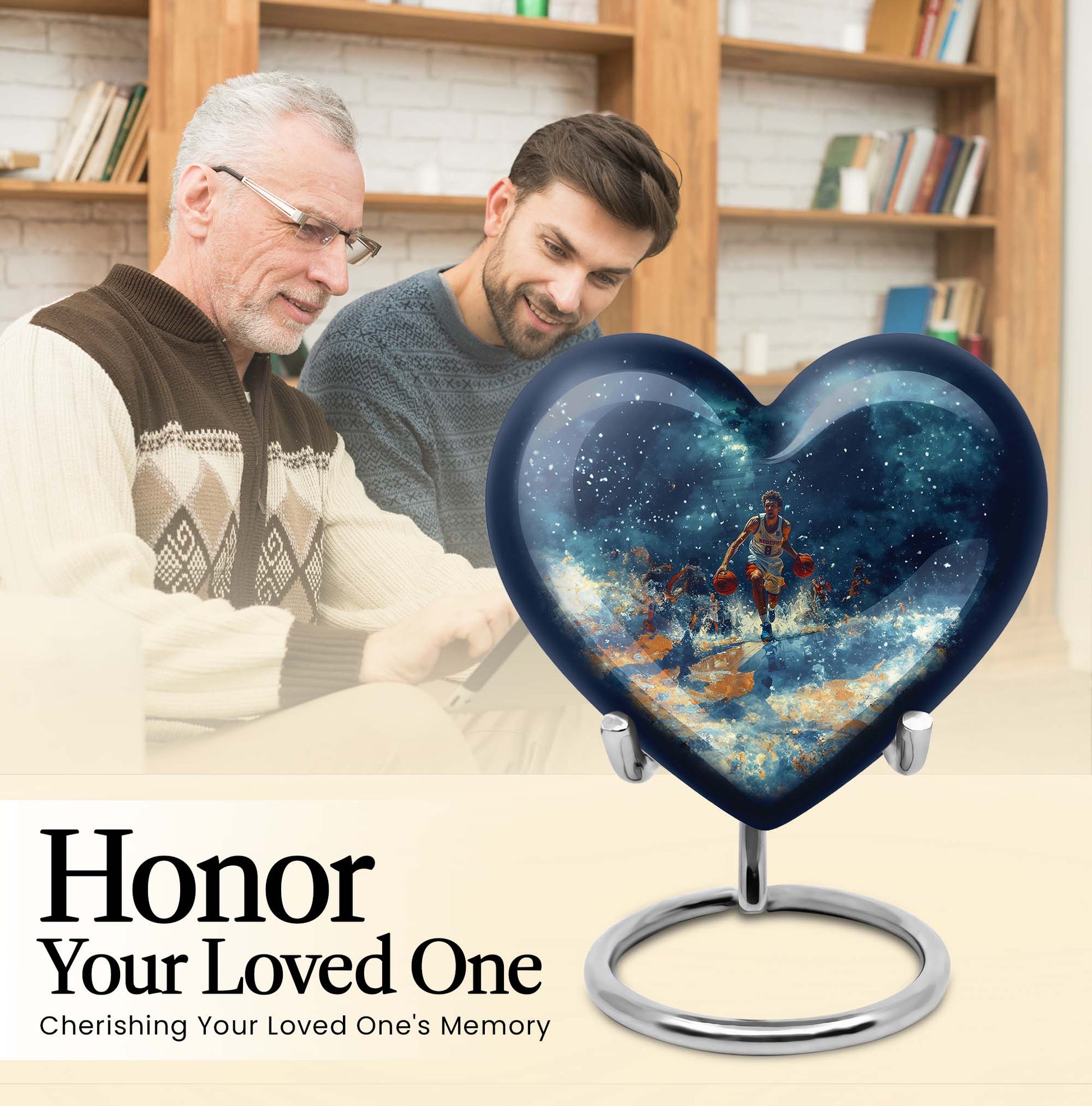  basketball urn heart-shaped for adult cremation ashes 