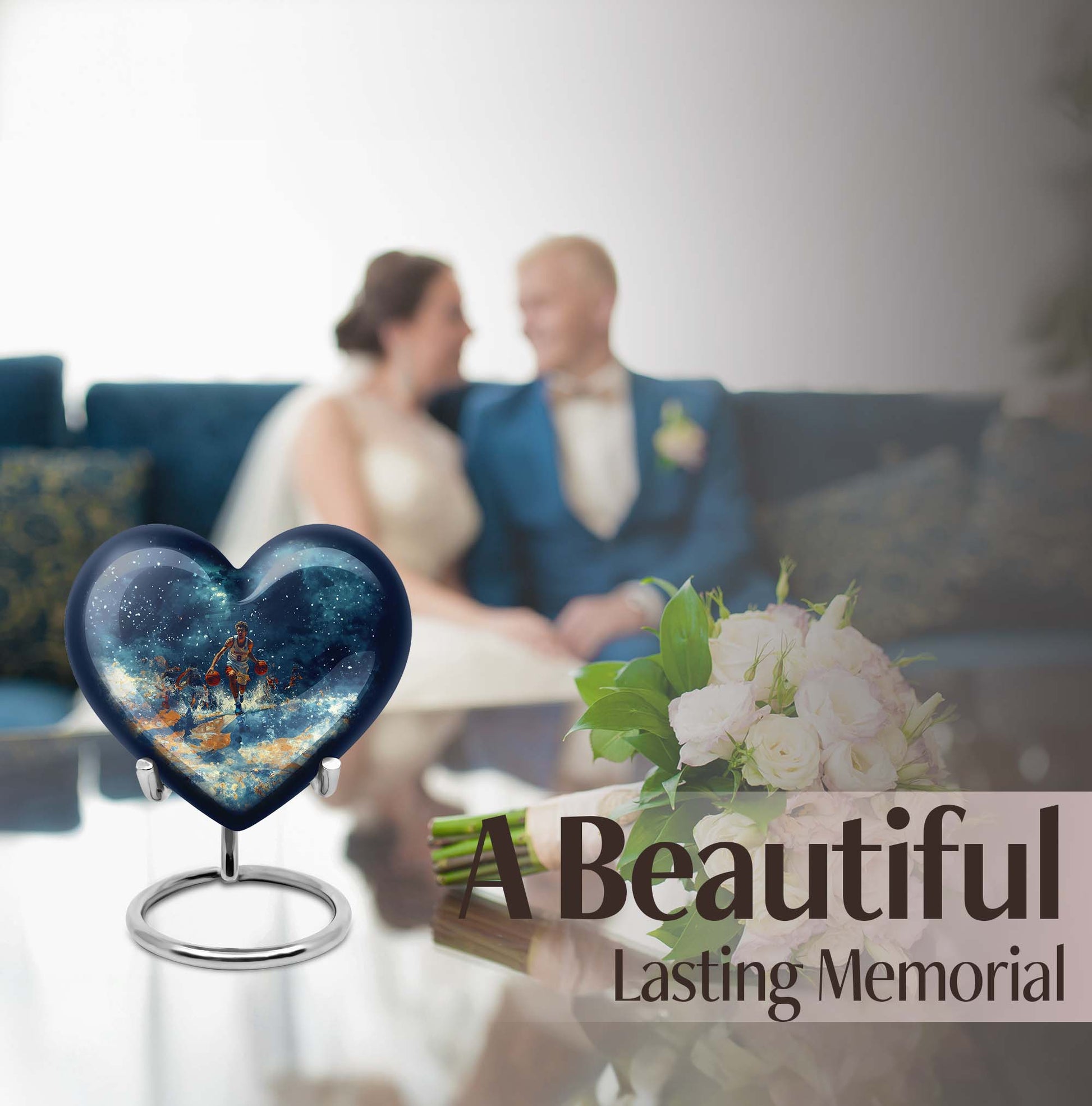  basketball urn heart-shaped for adult cremation ashes 