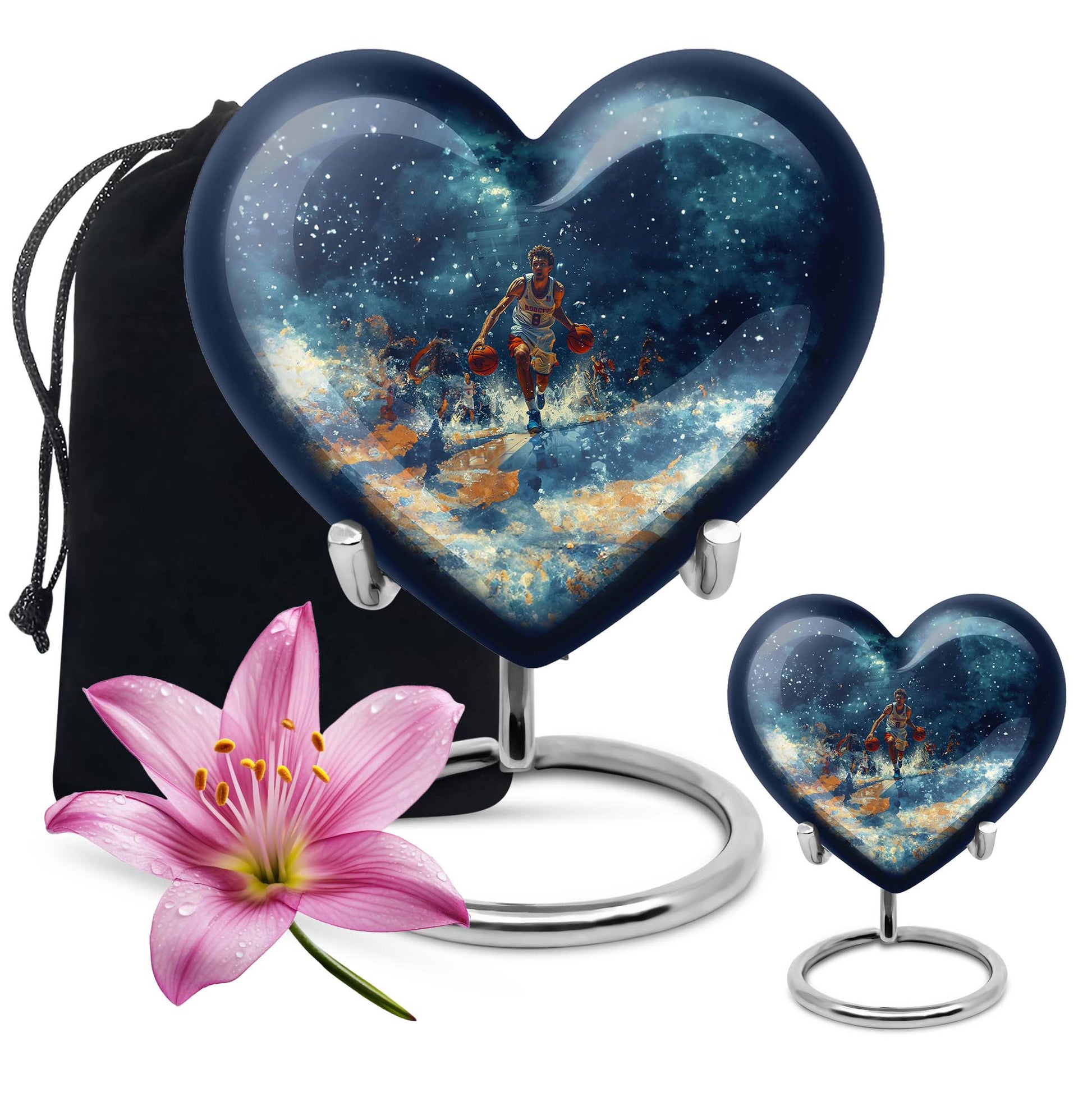  basketball urn heart-shaped for adult cremation ashes 