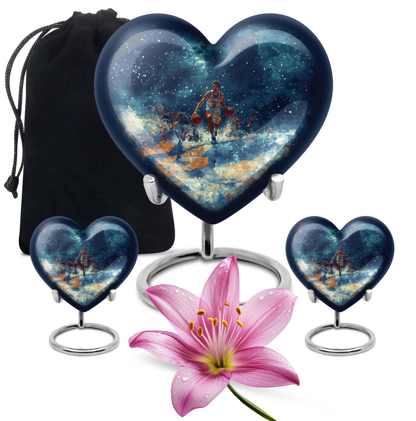  basketball urn heart-shaped for adult cremation ashes 