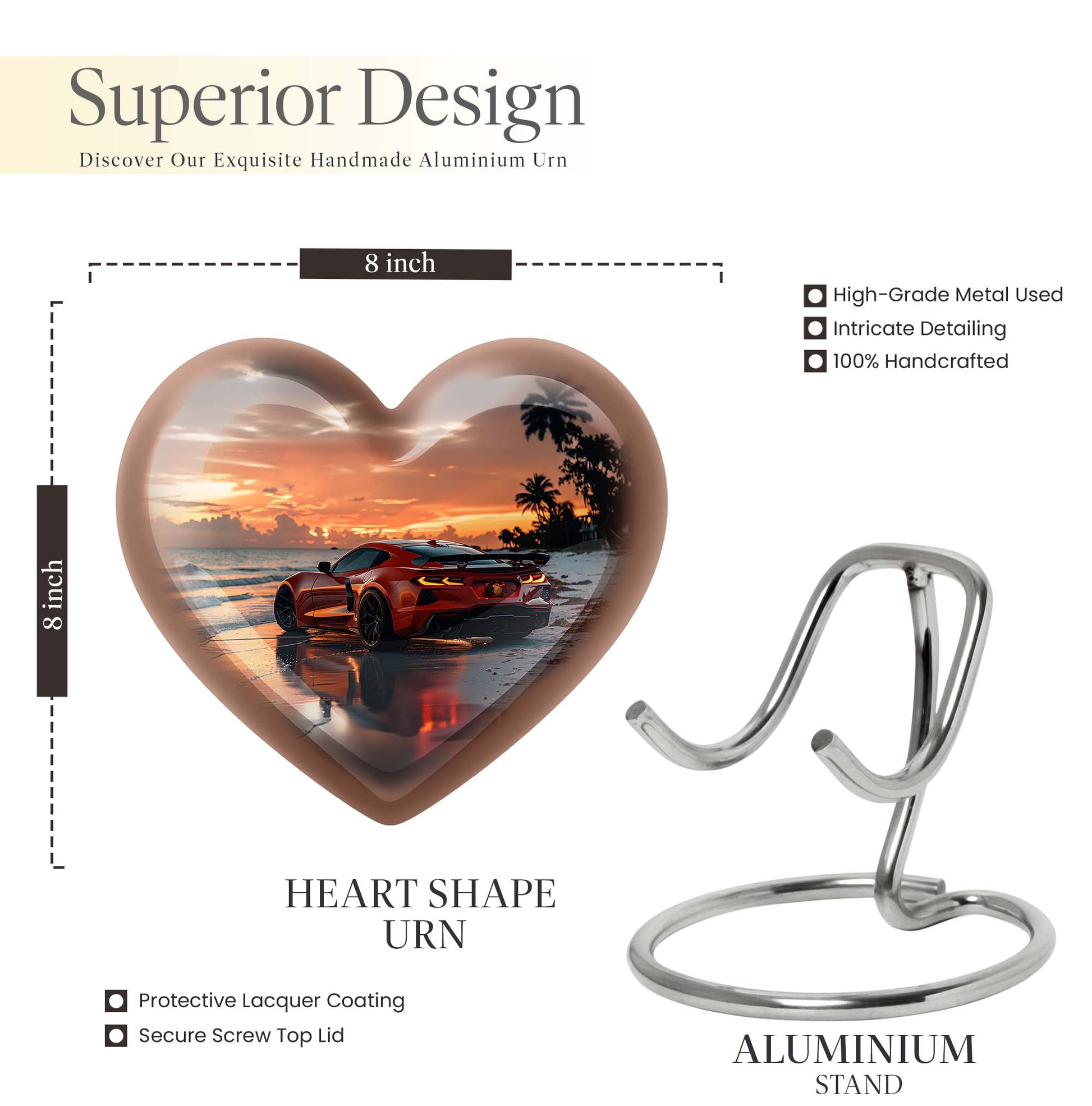 themed heart car Urn