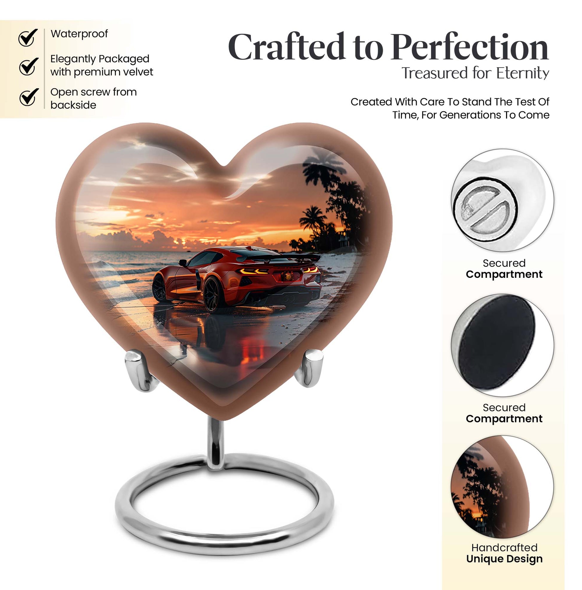 themed heart car Urn