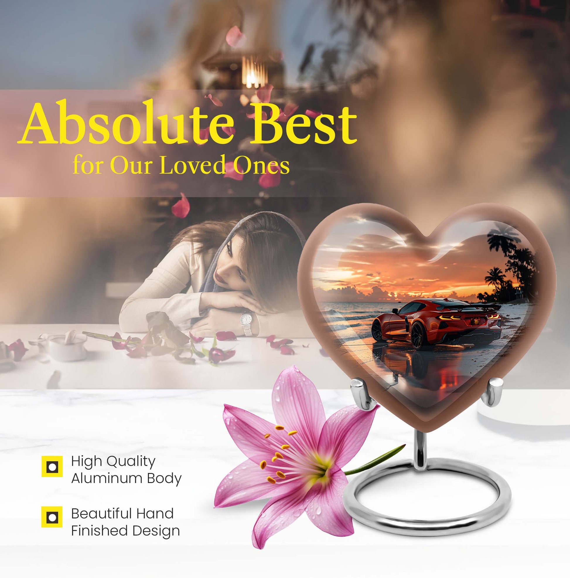 themed heart car Urn