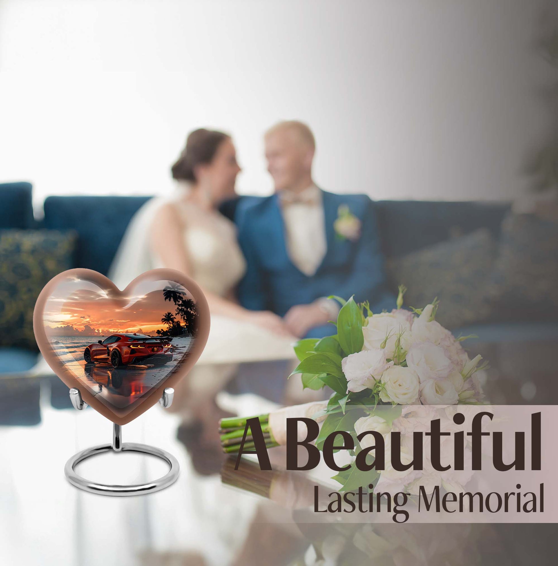 themed heart car Urn