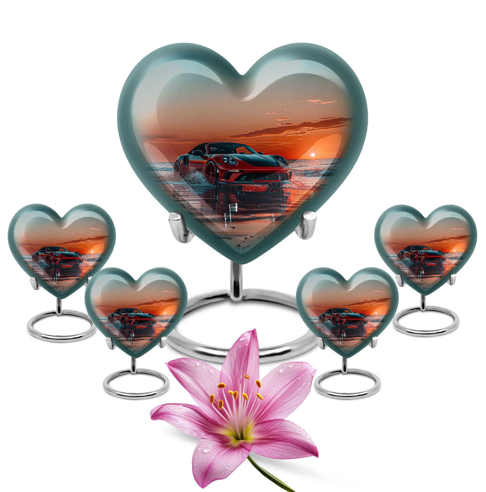 Car Theme Large Urn With 4 Keepsake Urn