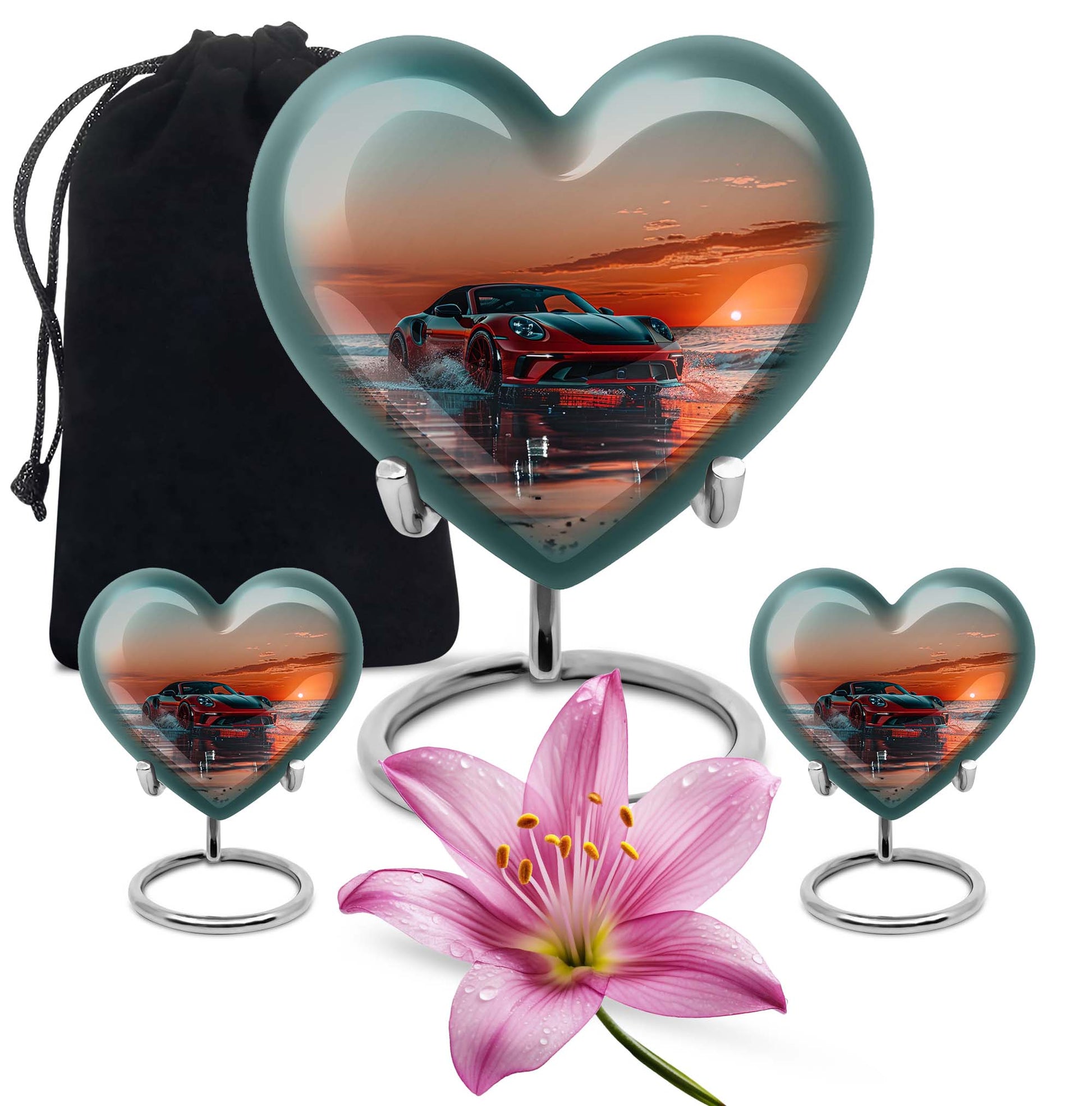 Car Theme Large Urn With 2 Keepsake Urn