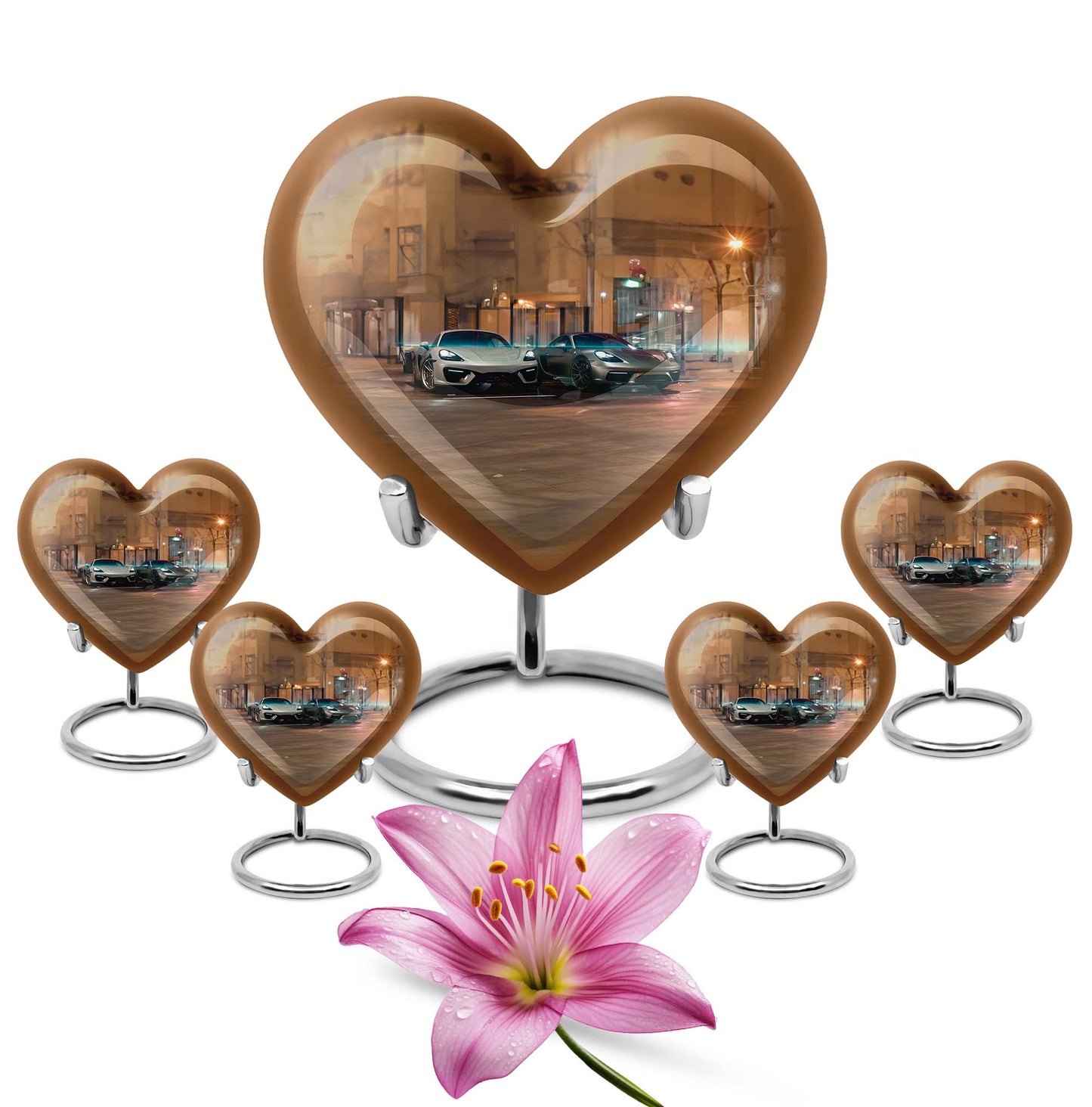 Large 10-inch butterfly-themed heart-shaped car Urn for mom,