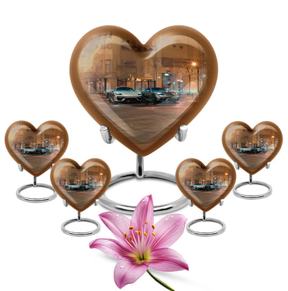 Large 10-inch butterfly-themed heart-shaped car Urn for mom,
