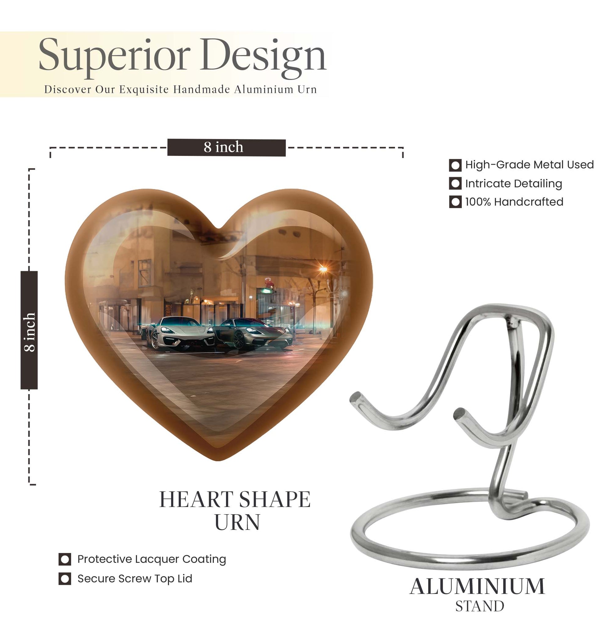 Large 10-inch butterfly-themed heart-shaped car Urn for mom,