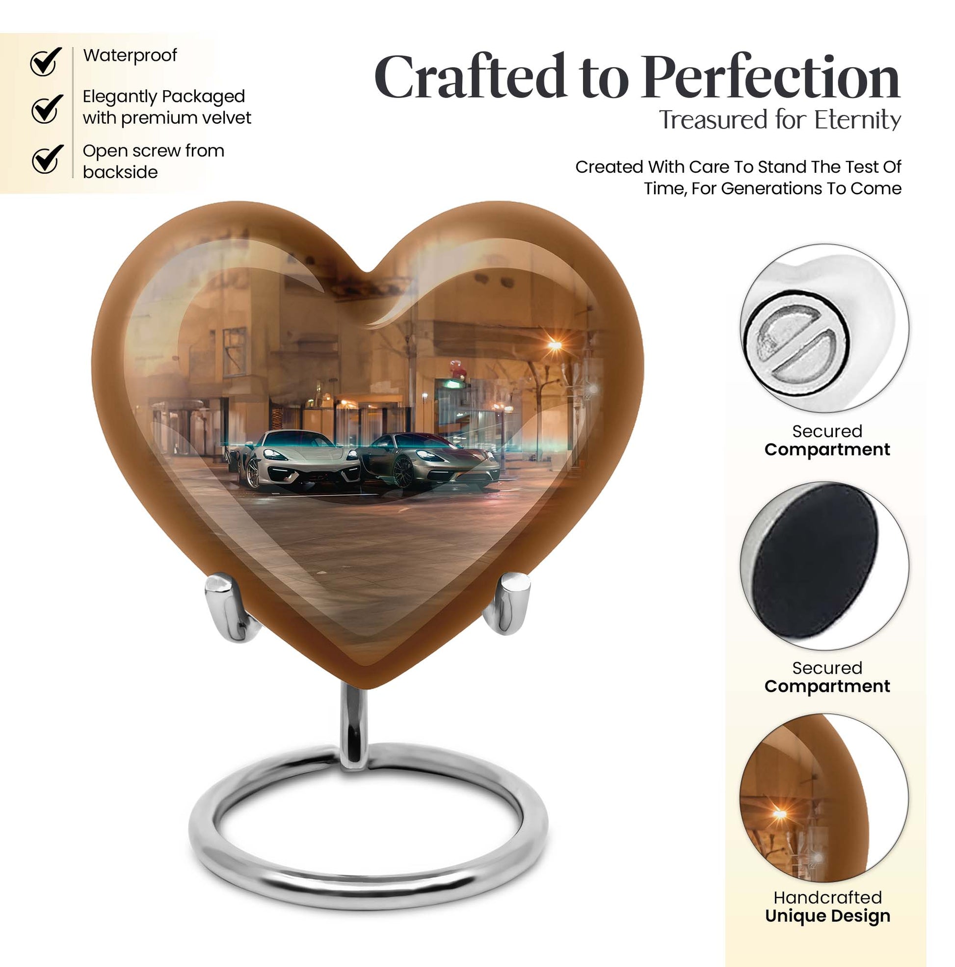 Large 10-inch butterfly-themed heart-shaped car Urn for mom,