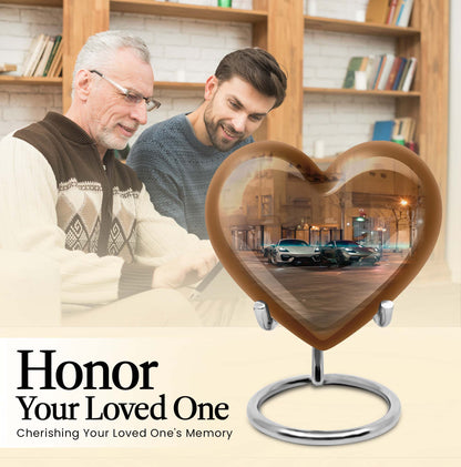 Large 10-inch butterfly-themed heart-shaped car Urn for mom,