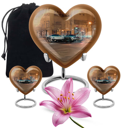 Large 10-inch butterfly-themed heart-shaped car Urn for mom,