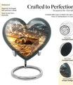 10-inch heart shaped car urn with butterfly design for dad