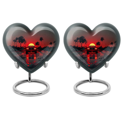Butterfly themed 10-inch Heart car Urn, aluminium large 