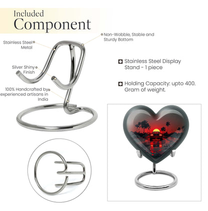Butterfly themed 10-inch Heart car Urn, aluminium large 