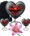 Butterfly themed 10-inch Heart car Urn, aluminium large 