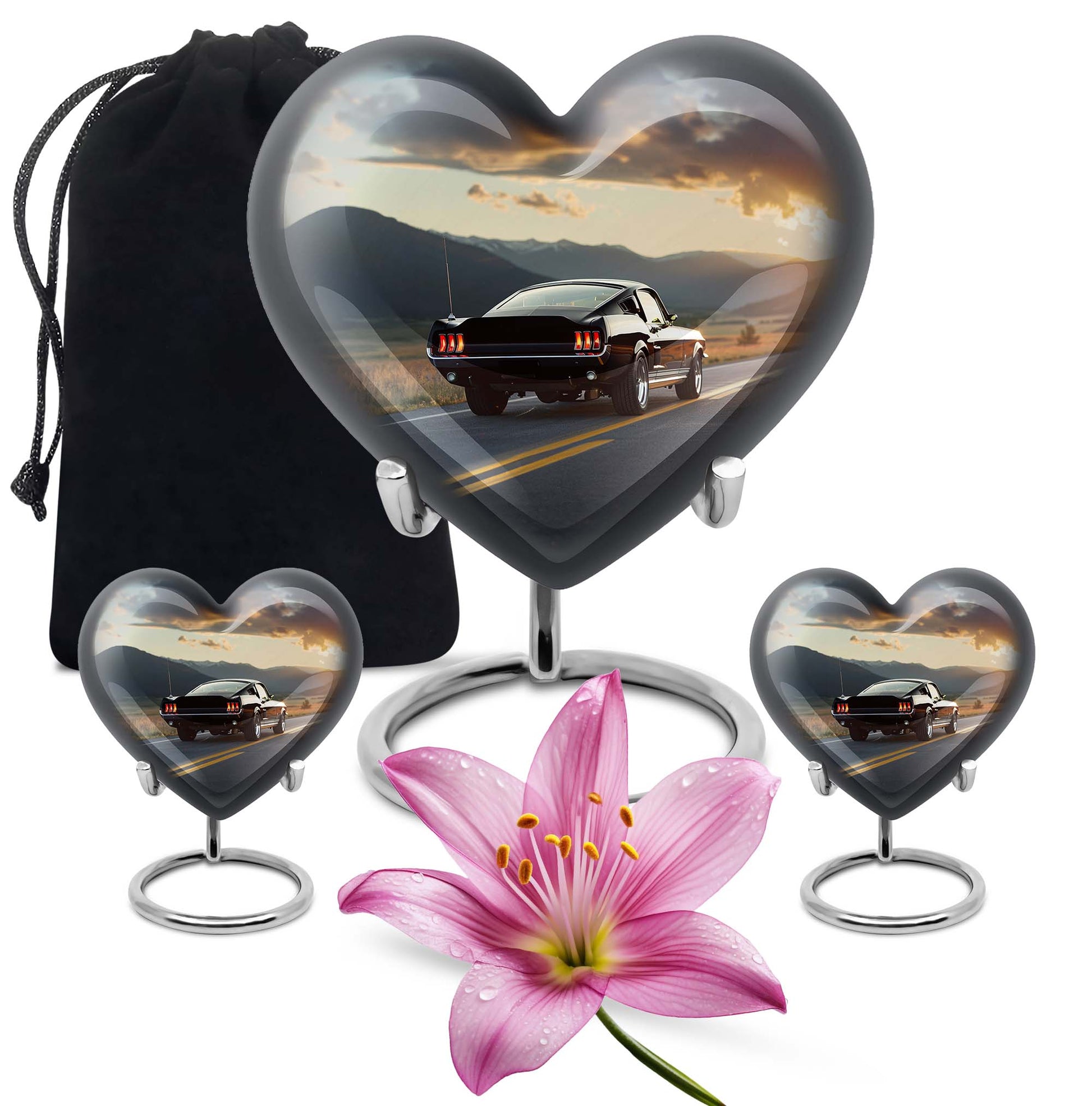 Car Theme Large Urn With 2 Keepsake Urn