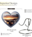 10 inch high heart-shaped memorial car urn with butterfly theme, crafted from aluminum for storage of ashes