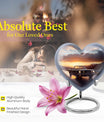 10 inch high heart-shaped memorial car urn with butterfly theme, crafted from aluminum for storage of ashes